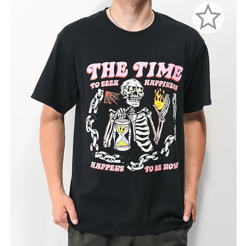 💀💕🖤 Boss Dog Seek Happiness Black T shirt Large